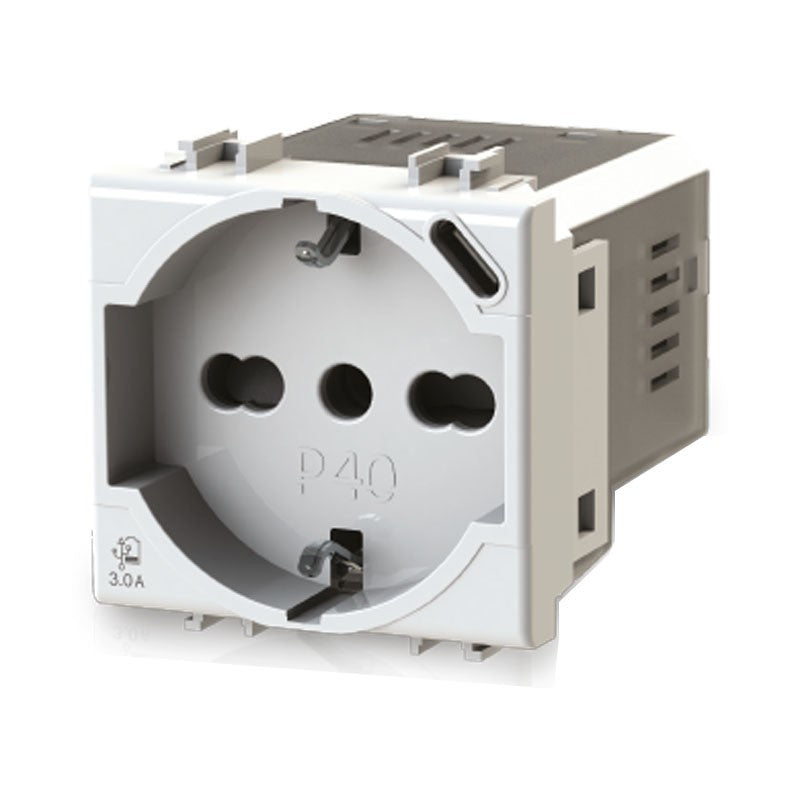 Presa bipasso e schuko 4Box P40 con USB 3.0A Bticino Matix 4B.AM.P40.USB Presa bipasso e schuko 4Box P40 con USB 3.0A Bticino Matix 4B.AM.P40.USB